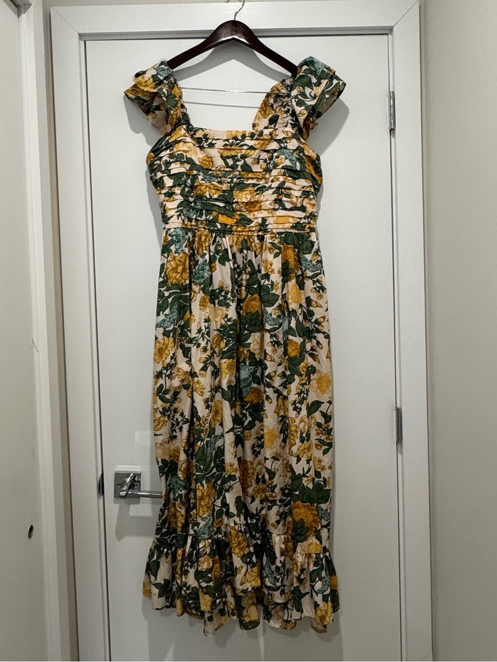 Abercrombie & Fitch Yellow and Green Floral Midi Dress